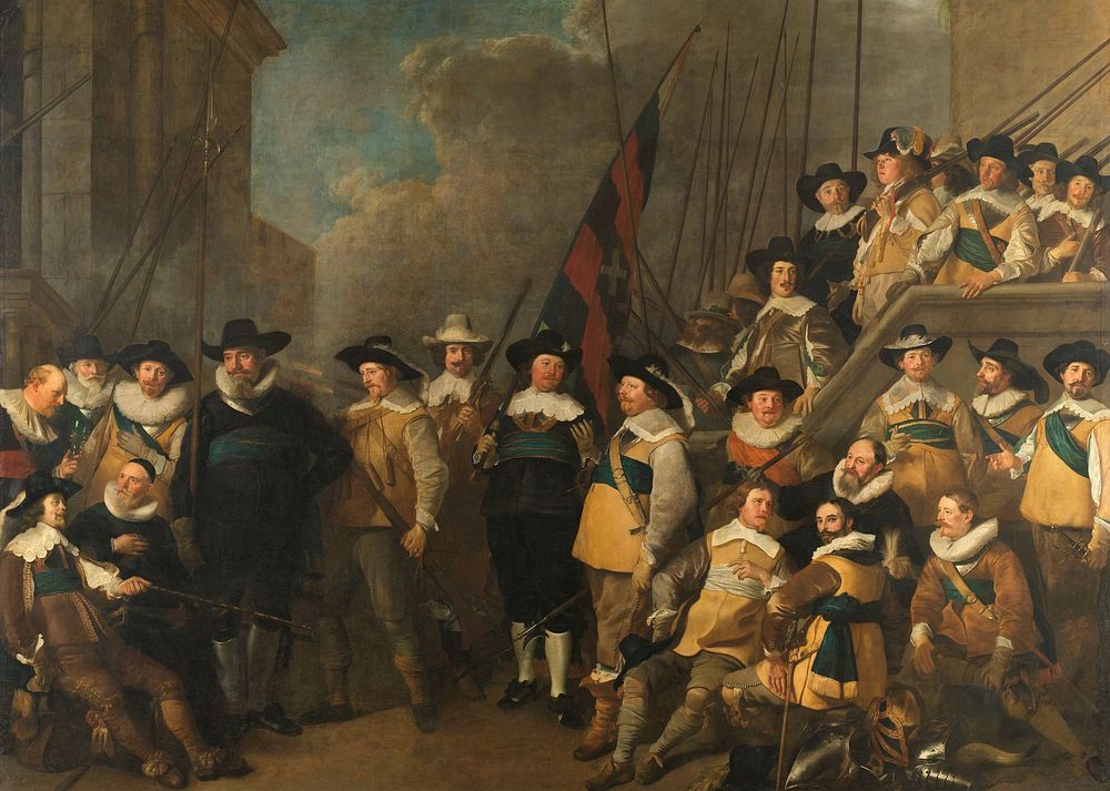 Officers and other Civic Guardsmen of the V District in Amsterdam under the command of Captain Cornelis de Graeff and…