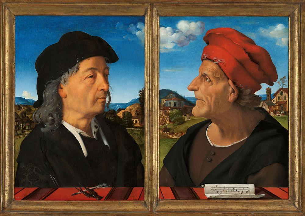 Portraits of Giuliano and Francesco Giamberti da Sangallo (1482 - 1485) by Piero di Cosimo