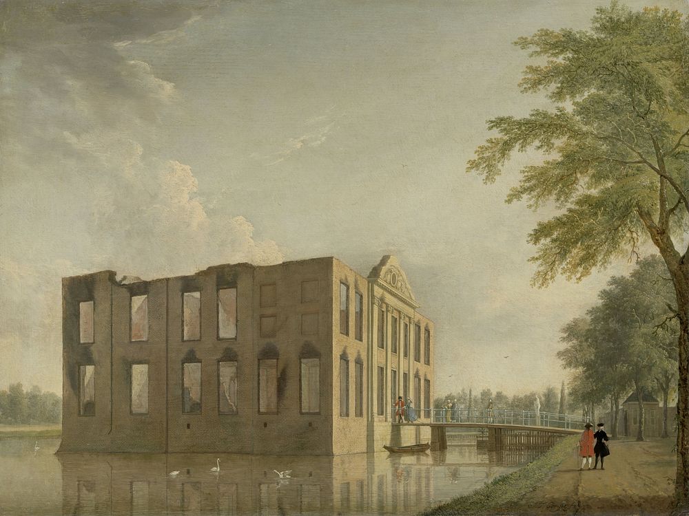 Berckenrode Castle in Heemstede after the Fire (1747) by Jan ten Compe