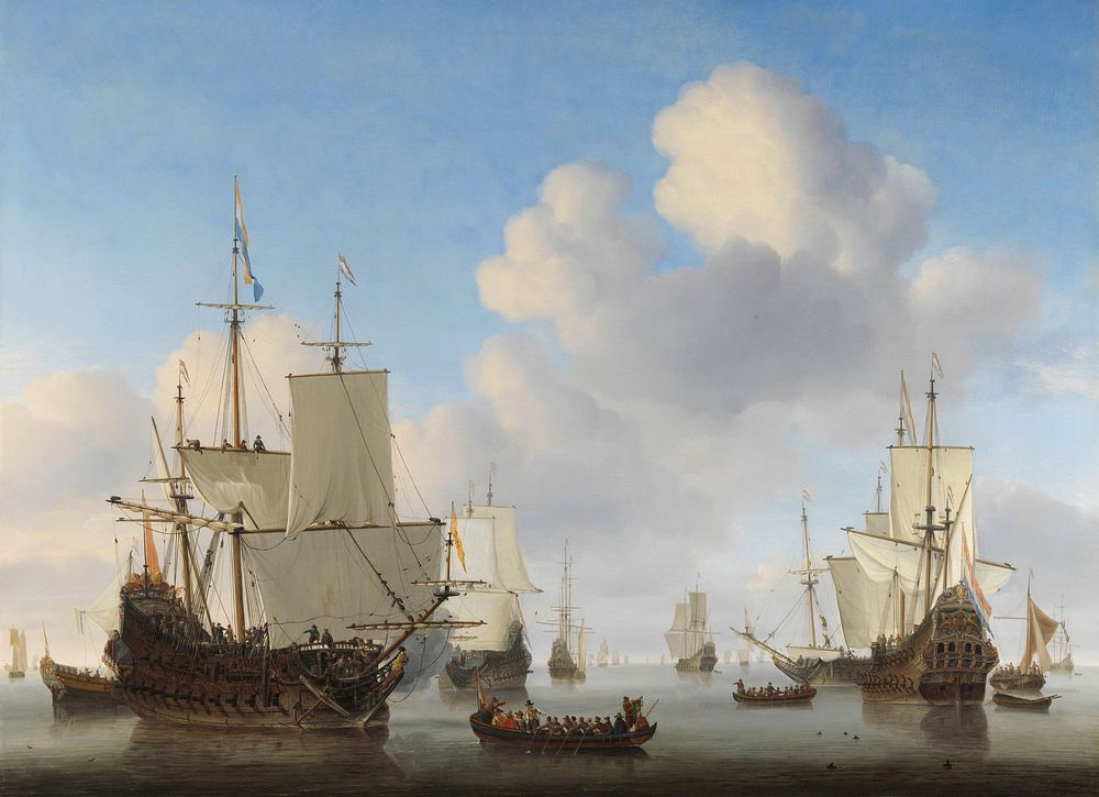 Dutch Ships in a Calm Sea (c. 1665) by Willem van de Velde II