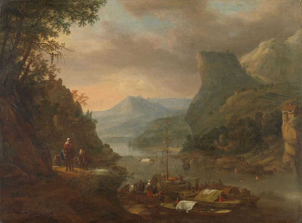 River view in a mountainous region (1655 - 1685) by Herman Saftleven