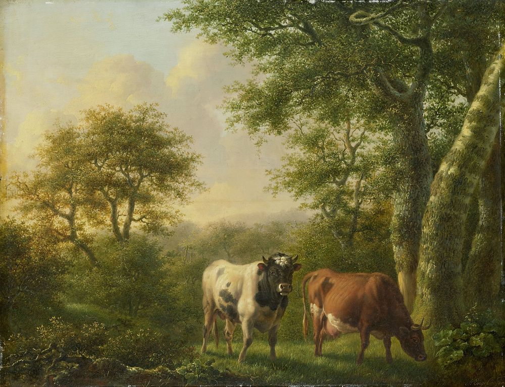 Landscape with Cattle (1827) by Adolf Karel Maximiliaan Engel