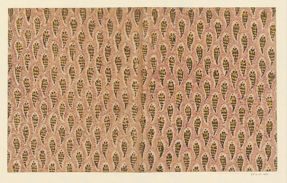 Blad met strooipatroon van uitgespaard bladvormig motief (1700 - 1850) by anonymous