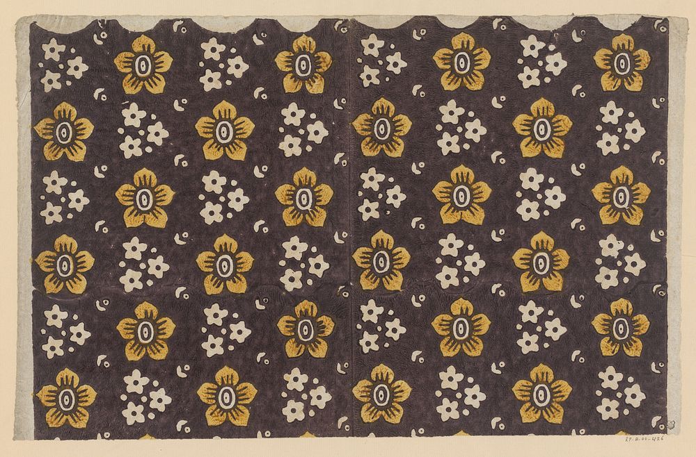 Blad met alternerend strooipatroon van uitgespaarde bloemen (1700 - 1850) by anonymous