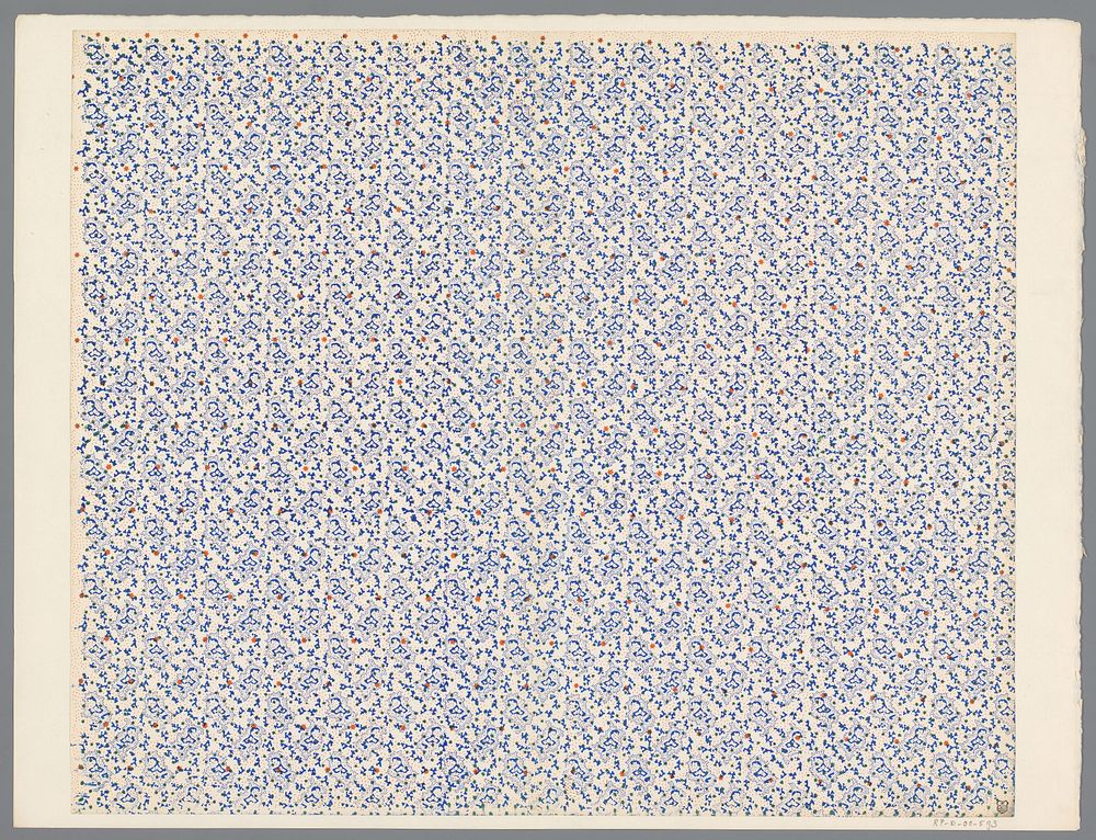 Blad met strooipatroon van hoekig motief en sterren met puntenfond (1800 - 1900) by anonymous