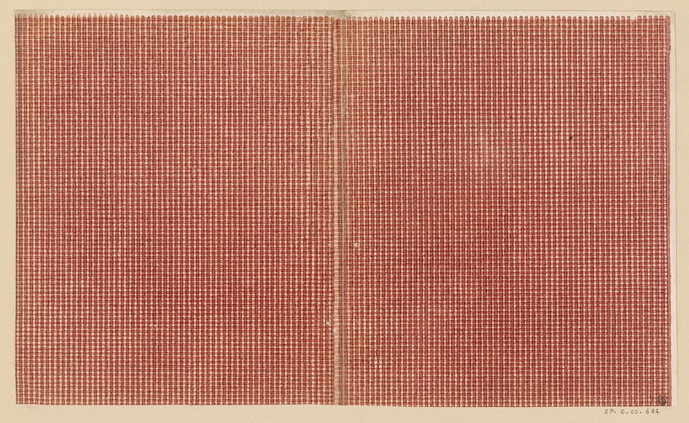 Blad met geblokt patroon (1750 - 1900) by anonymous