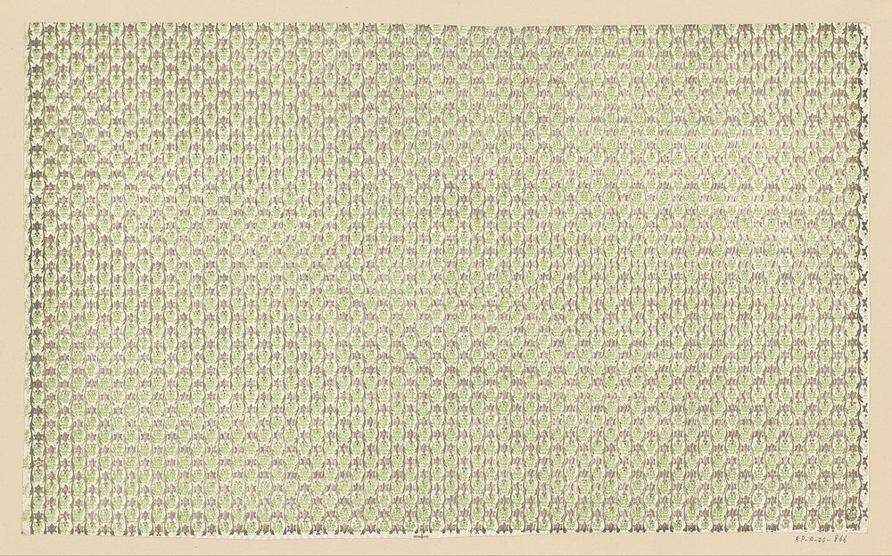 Blad met gegaufreerde verticale golvende banen van horizontale streepjes (1800 - 1900) by anonymous