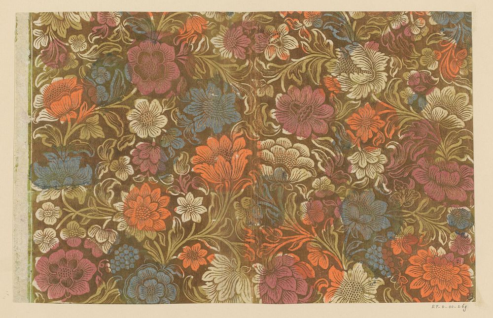 Blad met bloemen (1730 - 1780) by anonymous