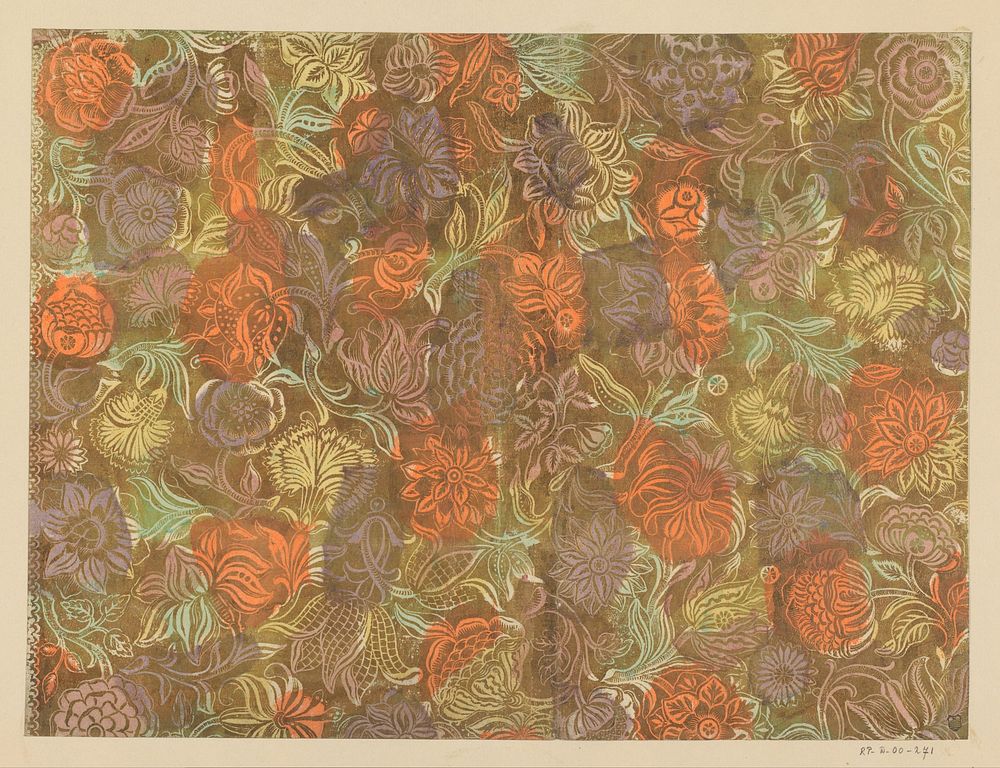 Blad met patroon van bloemen (1730 - 1760) by Johann Michael Munck