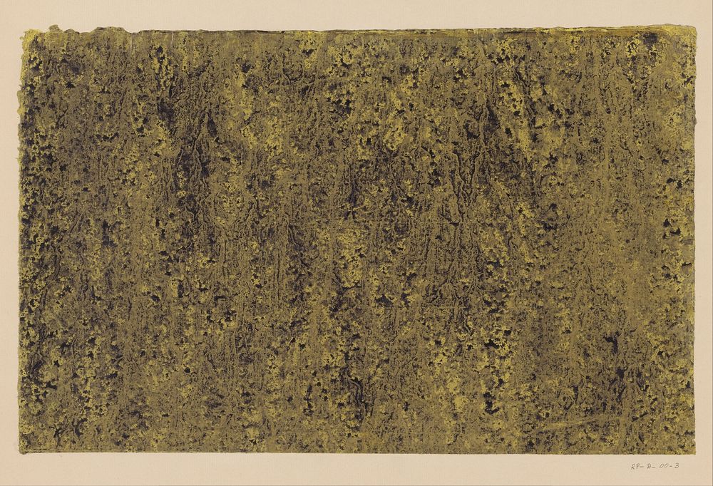 Stroommarmer in zwart op geelgroen papier (1850 - 1917) by anonymous