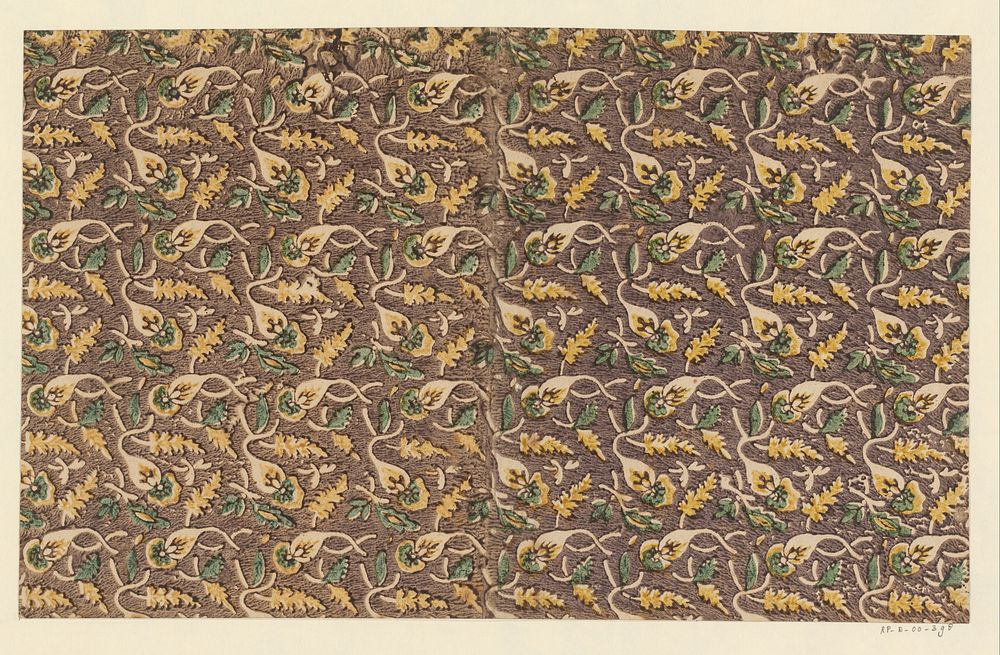 Blad met strooipatroon van uitgespaard bladmotief (1700 - 1850) by anonymous