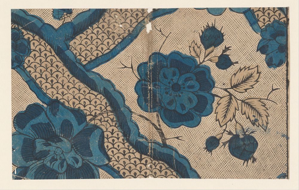 Blad met patroon van grote bloemen (c. 1700 - c. 1850) by anonymous
