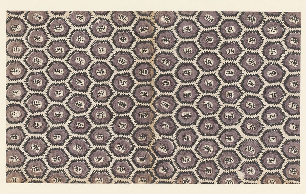 Blad met strooipatroon van gekarteld zeshoekig motief (c. 1700 - c. 1850) by anonymous