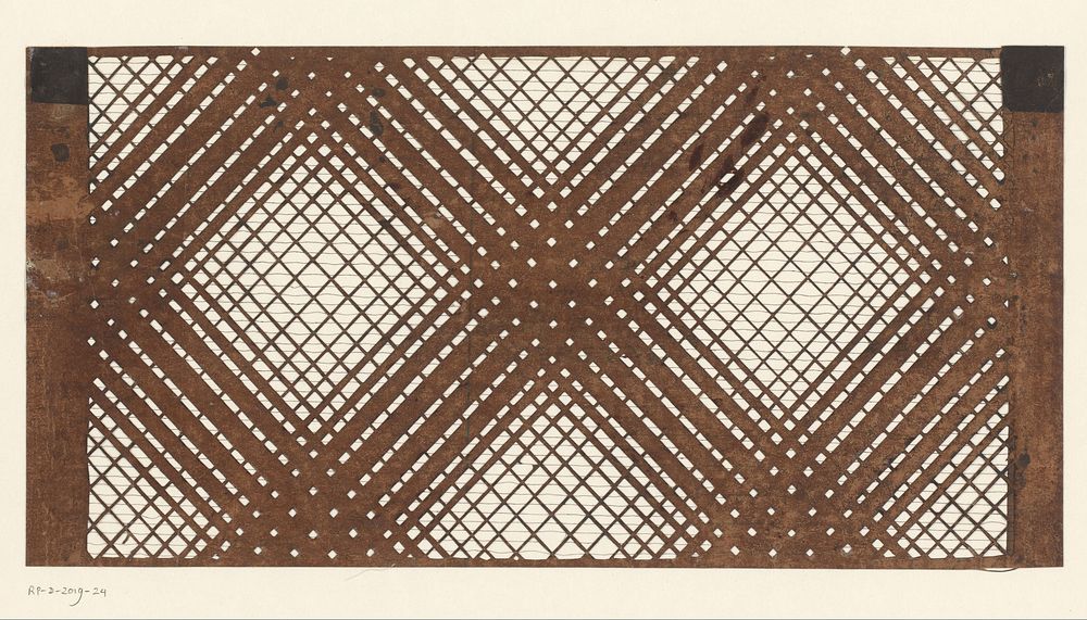 Sjabloon met diagonaal patroon (1800 - 1909) by anonymous