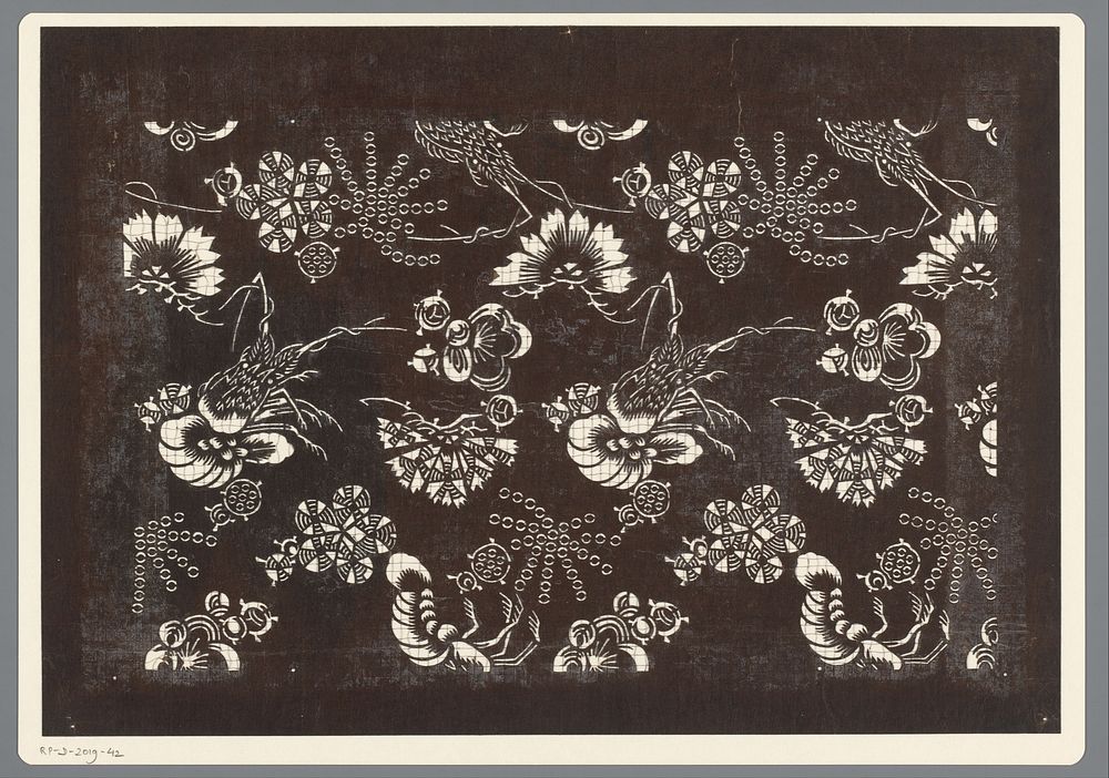Sjabloon met bloemen (1800 - 1909) by anonymous