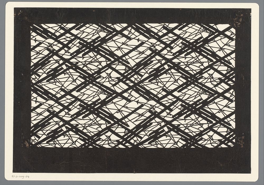Sjabloon met patroon van stokjes (1800 - 1909) by anonymous
