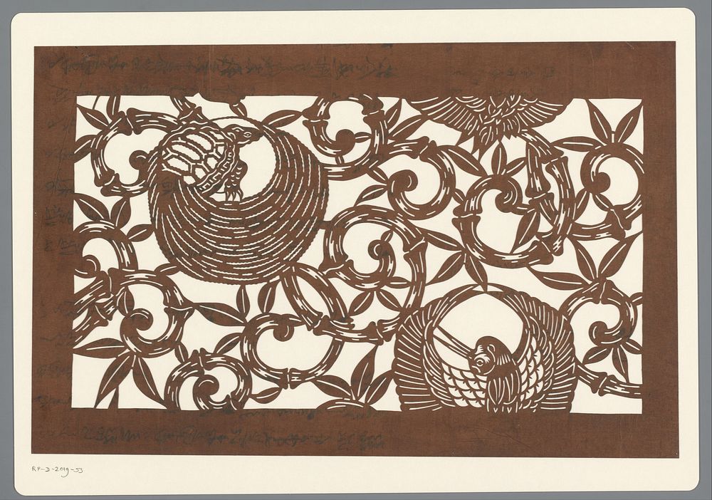 Sjabloon met kraanvogels (1800 - 1909) by anonymous