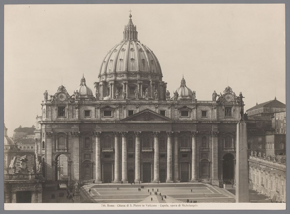 Gezicht op het voorplein van de Sint-Pieterbasiliek in Vaticaanstad, Italië (1900 - 1930) by anonymous