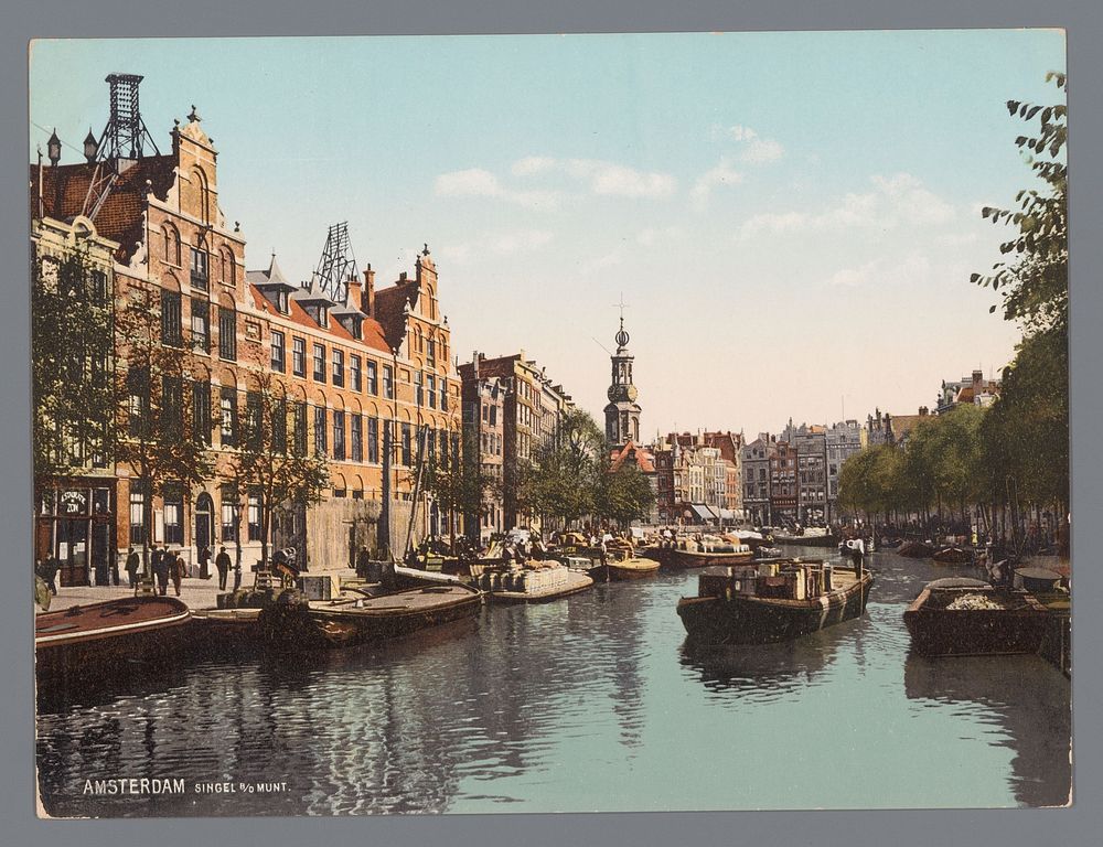 Gezicht op de Singel bij de Munt te Amsterdam (1890 - 1920) by anonymous
