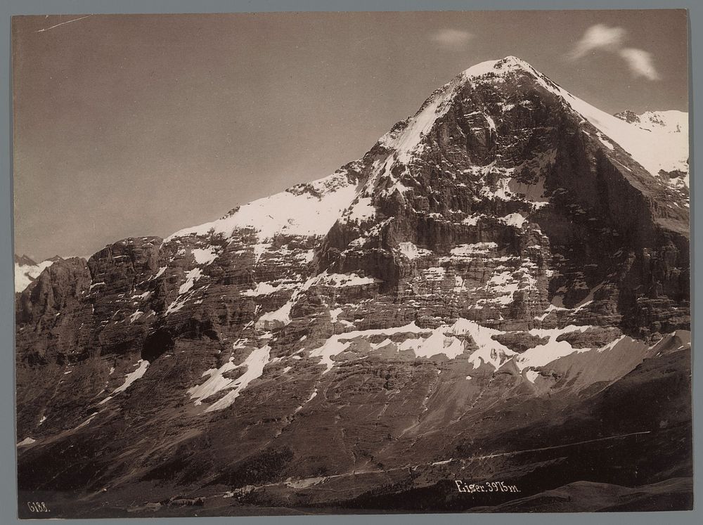 Gezicht op de Eiger in de Berner Alpen (1870 - 1889) by Arthur Gabler and anonymous