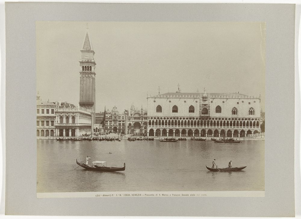 Dogenpaleis (Palazzo Ducale), Piazzetta, campanile en San Marco, Venetië (c. 1880 - c. 1895) by Fratelli Alinari and…