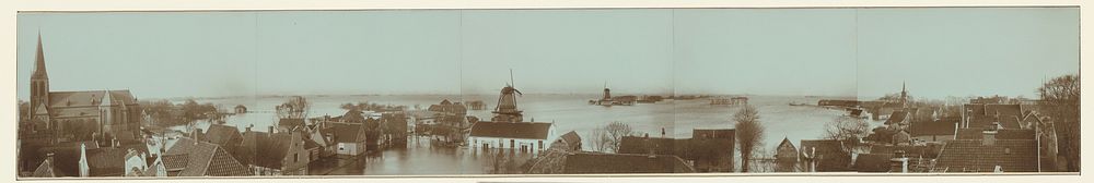 Gezicht op Nieuwendam tijdens de watersnoodramp van 1916 (1916) by anonymous