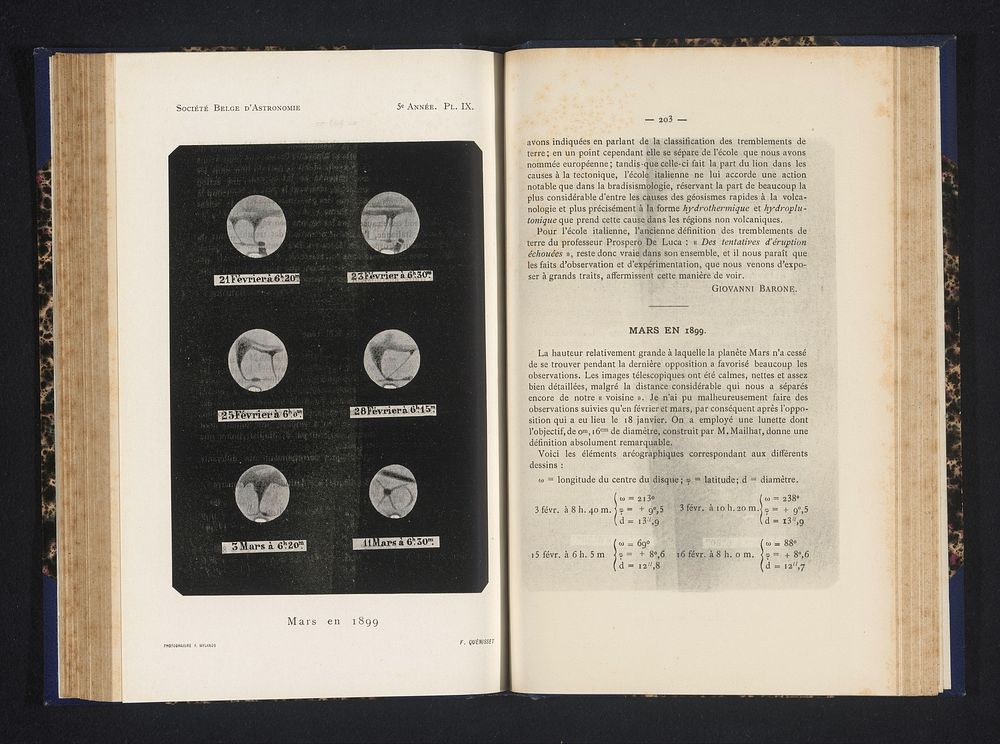 Zes gezichten op Mars (c. 1899 - in or before 1900) by Ferdinand J Quénisset, F Wylands and anonymous