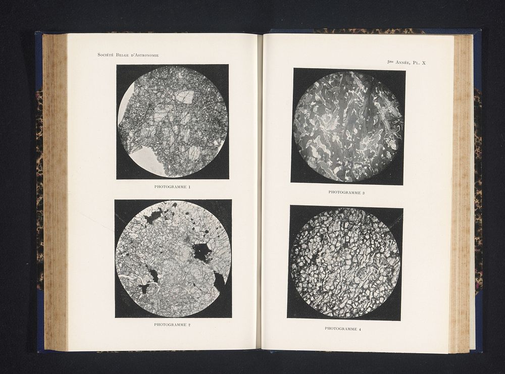 Vier dwarsdoorsneden van meteorieten en zandsteen (c. 1895 - in or before 1900) by anonymous