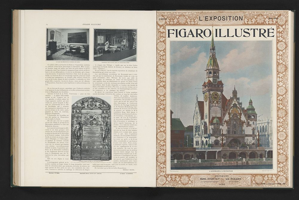 Reproductie van een prent van het Duitse paviljoen tijdens de Wereldtentoonstelling te Parijs in 1900 (c. 1885 - in or…