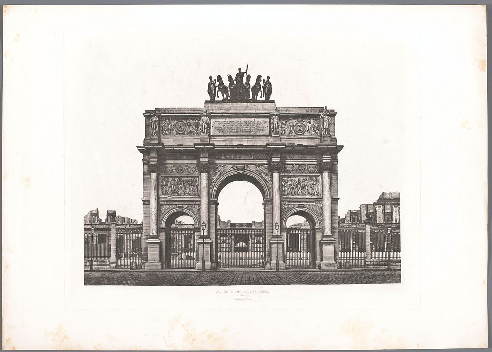 Gezicht op de Arc de Triomphe du Carrousel te Parijs (c. 1865 - in or before 1875) by Édouard Denis Baldus and Édouard Denis…
