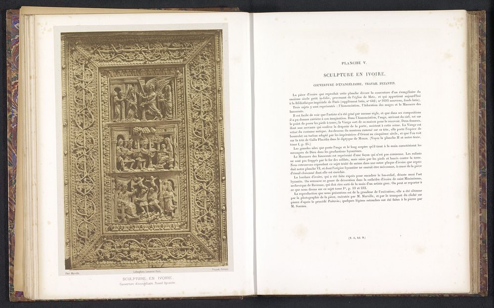 Ivoren boekomslag van een evangeliarium met een reliëf, voorstellende de Annunciatie, de aanbidding der koningen en de…