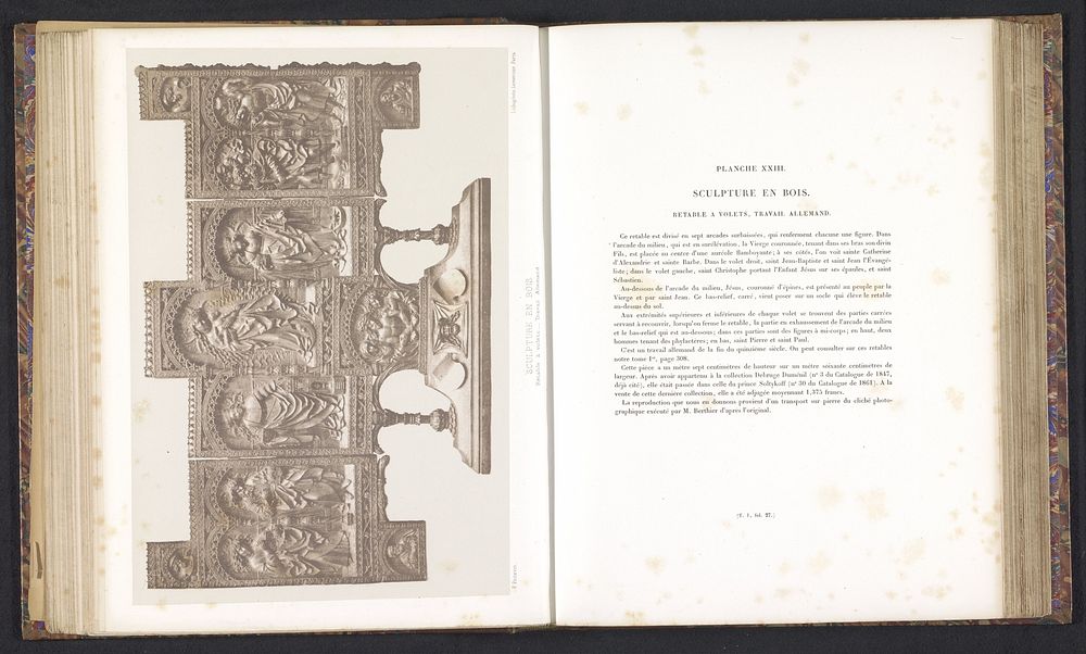 Houten vleugelaltaar met reliëfs, voorstellende Maria met Kind en heiligen (c. 1859 - in or before 1864) by Berthier and…