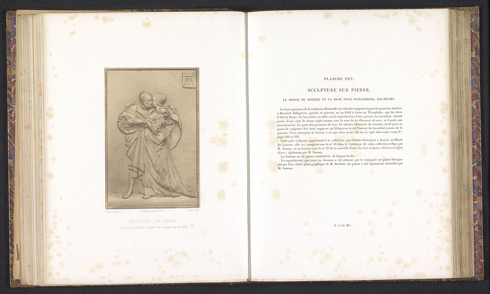 Bas-reliëf in steen, voorstellende een dansend paar (c. 1859 - in or before 1864) by Berthier, Joseph Rose Lemercier and…