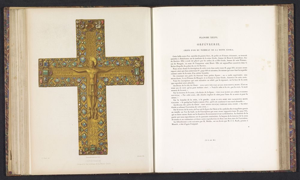 Gouden kruis, afkomstig uit het graf van koningin Gisela van Hongarije (c. 1859 - in or before 1864) by Moulin, J C Koch and…
