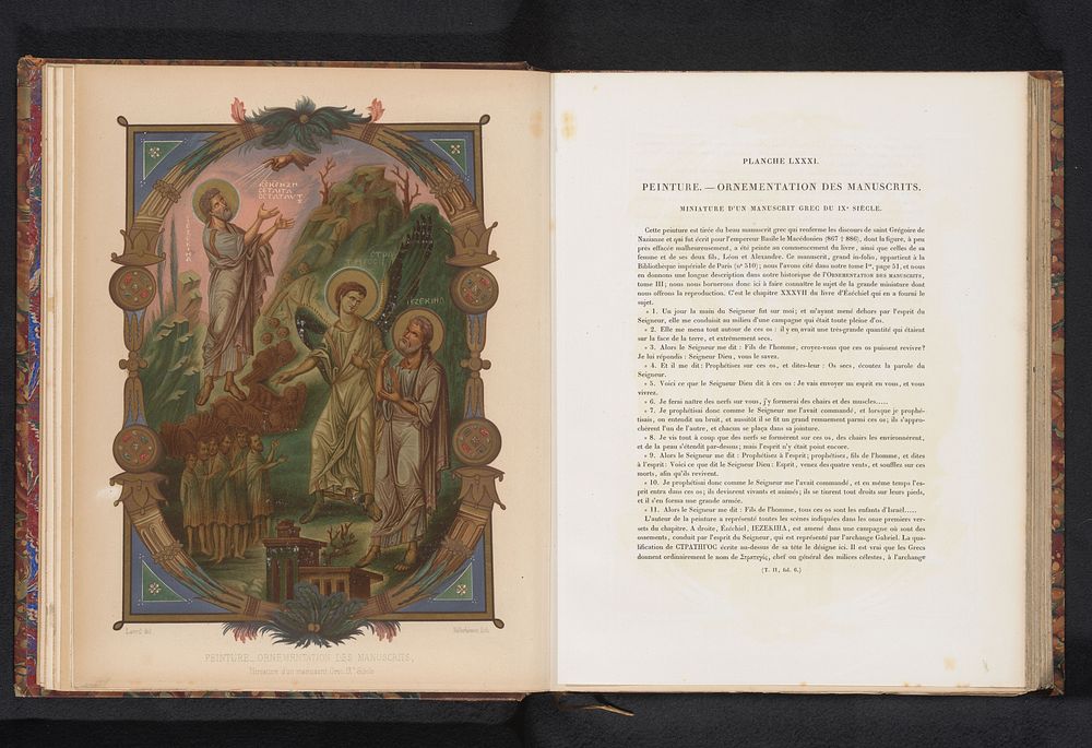 Reproductie van een verluchte pagina met een voorstelling uit het boek van Ezechiël (c. 1859 - in or before 1864) by Franz…