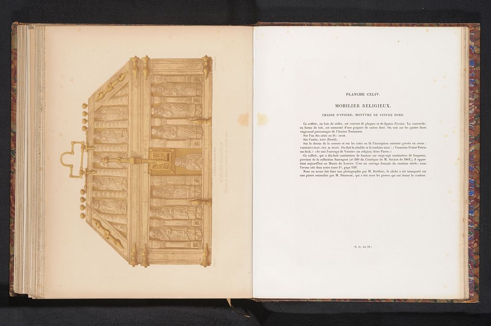 Reproductie van een ontwerp van een ivoren reliekschrijn (c. 1859 - in or before 1864) by Berthier, Daumont and Joseph Rose…