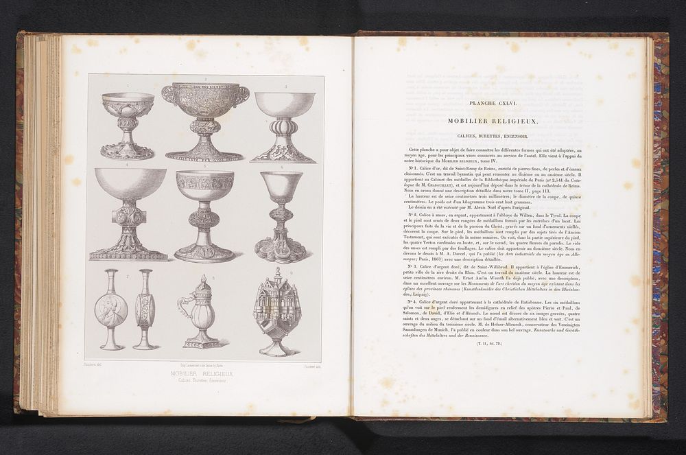 Reproductie van een ontwerp met kelken, buretten en een wierookvat (c. 1859 - in or before 1864) by Painlevé, Painlevé and…