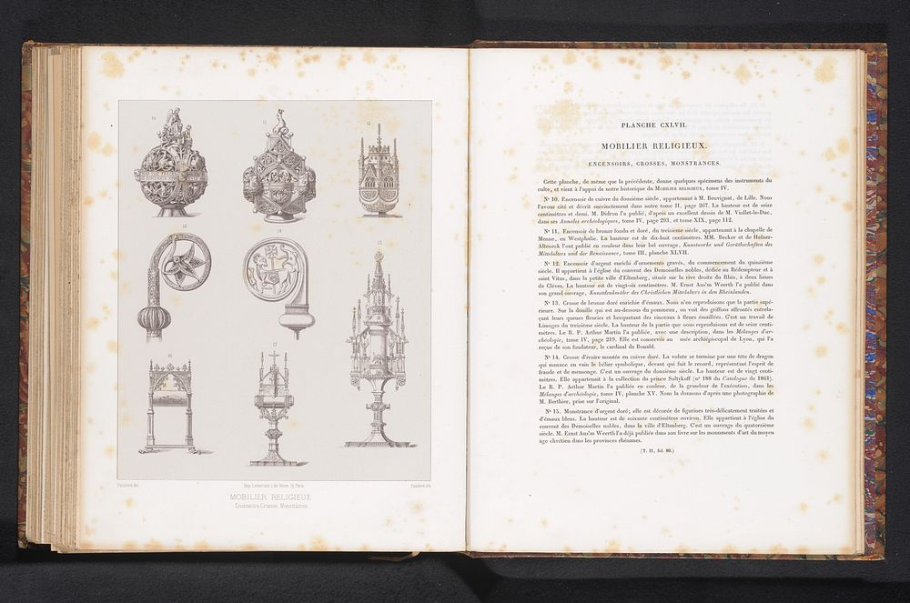 Reproductie van een ontwerp met wierookvaten, monstransen en versierde stokken (c. 1859 - in or before 1864) by Painlevé…
