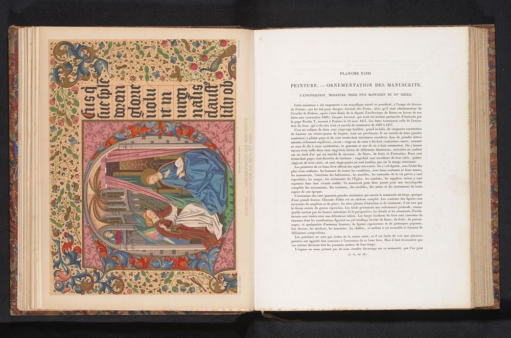 Reproductie van een verluchte pagina met de annunciatie (c. 1859 - in or before 1864) by Berthier, Franz Kellerhoven, Alexis…