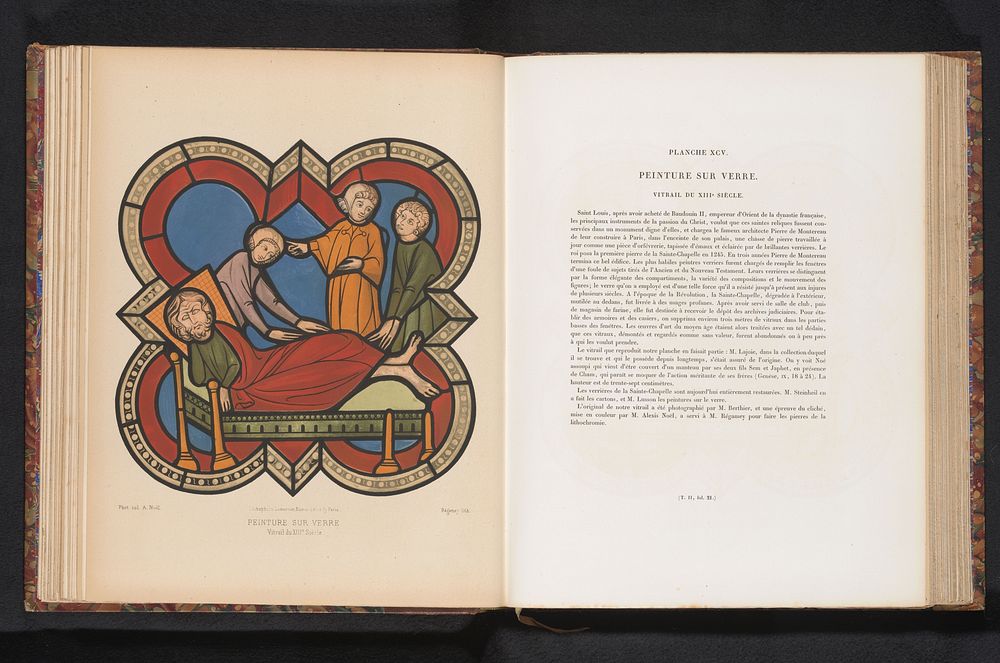 Reproductie van een ontwerp voor een gebrandschilderd raam met de heilige Lodewijk (c. 1859 - in or before 1864) by…