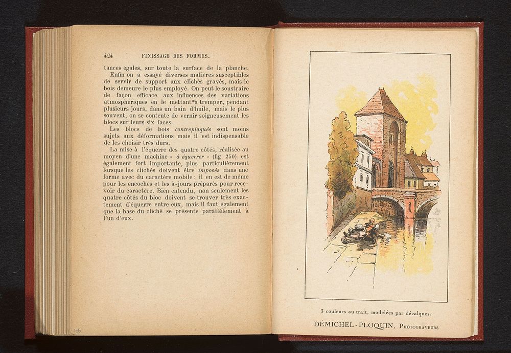 Fotoreproductie van een tekening van een toren en een brug over het water (c. 1922 - in or before 1932) by Démichel Ploquin…