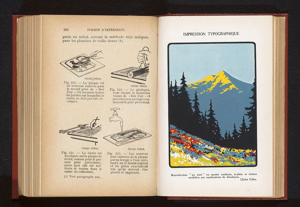Fotoreproductie van een prent van een berglandschap in vier kleuren gedrukt (c. 1922 - in or before 1932) by anonymous and…