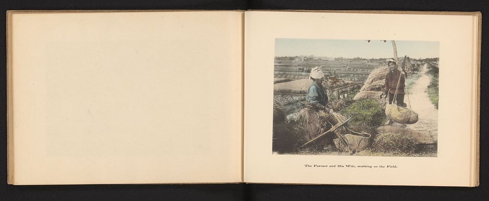Japanse boer en zijn vrouw aan het werk op het land (c. 1895 - c. 1905) by Kōzaburō Tamamura