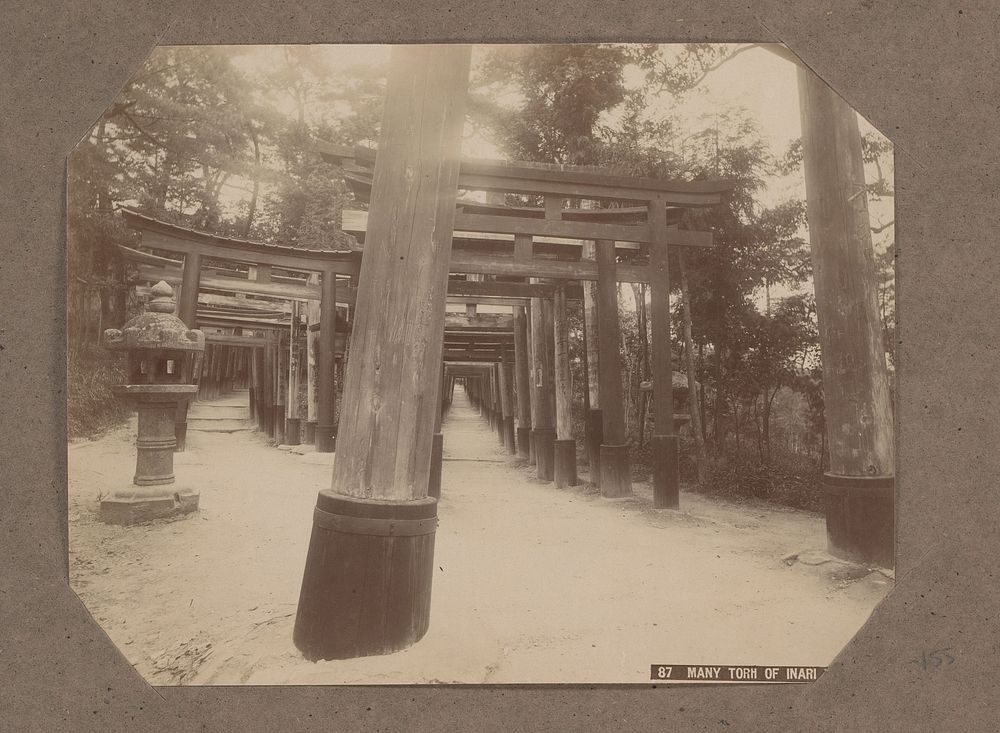 Twee Torii-galerijen van het Fushimi Inari-taisha tempelcomplex in Kyoto, Japan (c. 1890 - in or before 1903) by anonymous