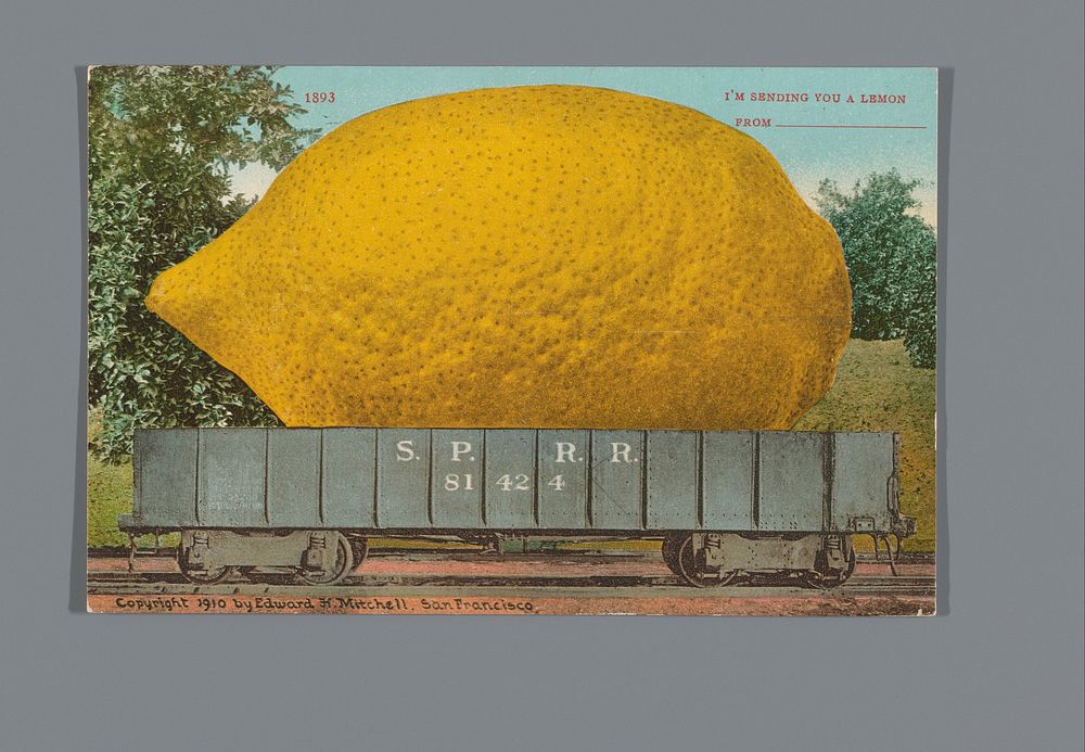 Een reusachtige citroen in een treinwagon (1910) by Edward Henri Mitchell