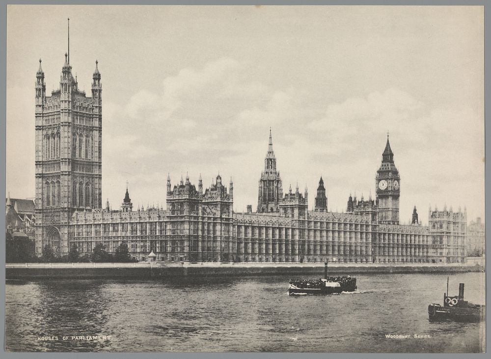Stadsgezicht van Londen, Houses of Parliament (c. 1860 - c. 1915) by Muchmore Art Co Ltd