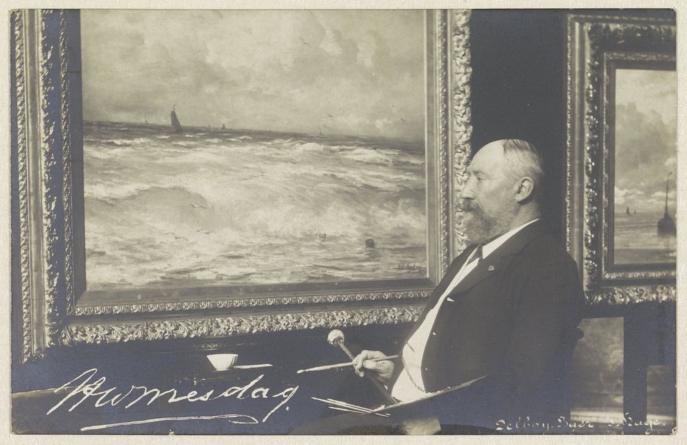 De schilder H.W. Mesdag voor een doek (1900 - 1920) by Delboy and Baer