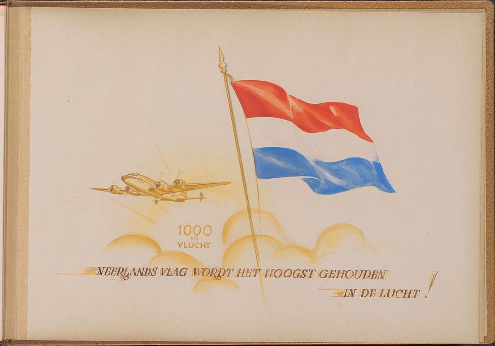 Nederlandse vlag naast KLM-toestel (c. 1949) by anonymous