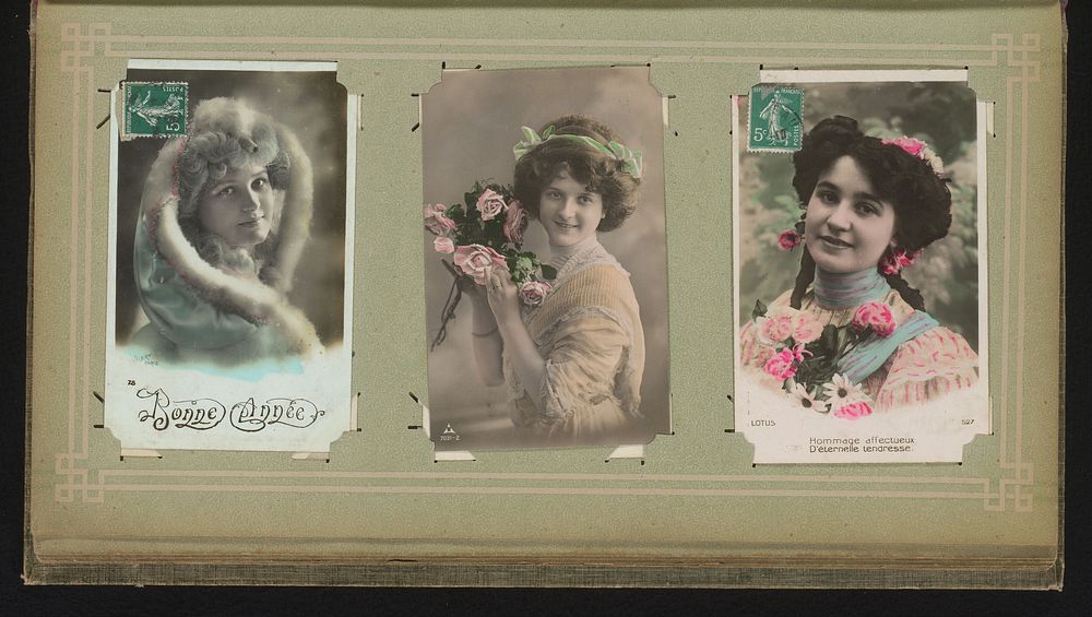 Drie portretten van vrouwen (1900 - 1930) by Lotus, Walery and anonymous