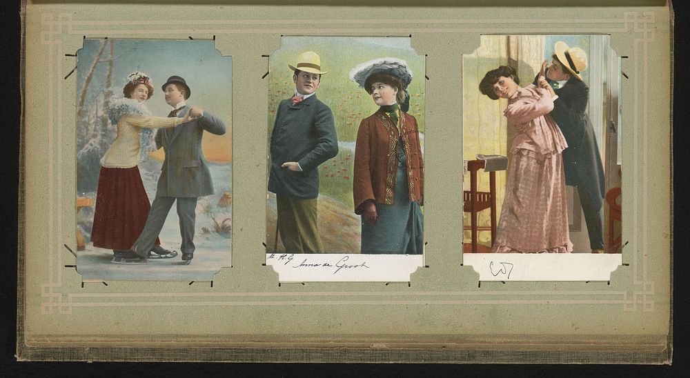 Drie portretten van een paar geliefden (1900 - 1930) by anonymous